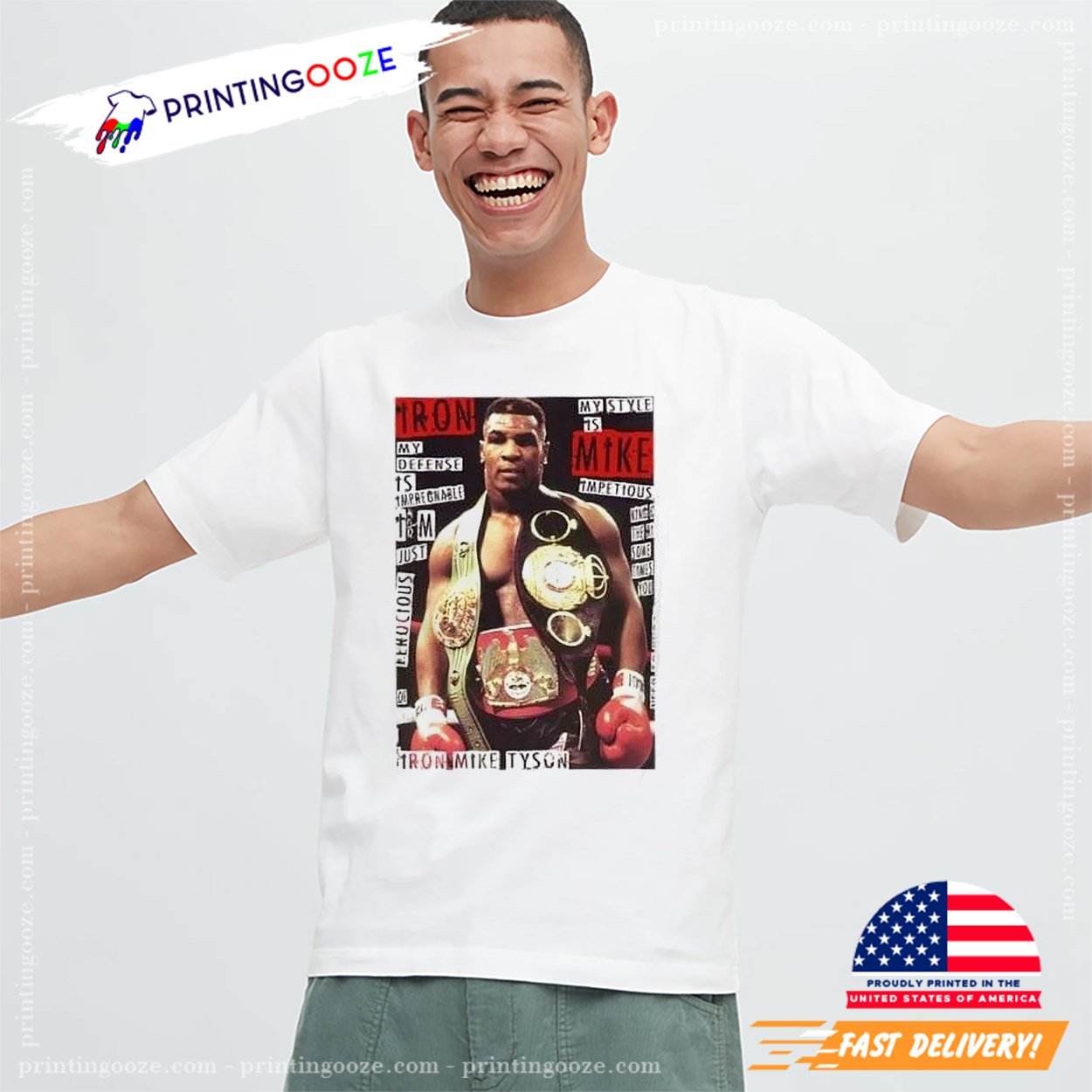 Boxing Champions Young Iron Mike Tyson Vintage Graphic T-shirt 