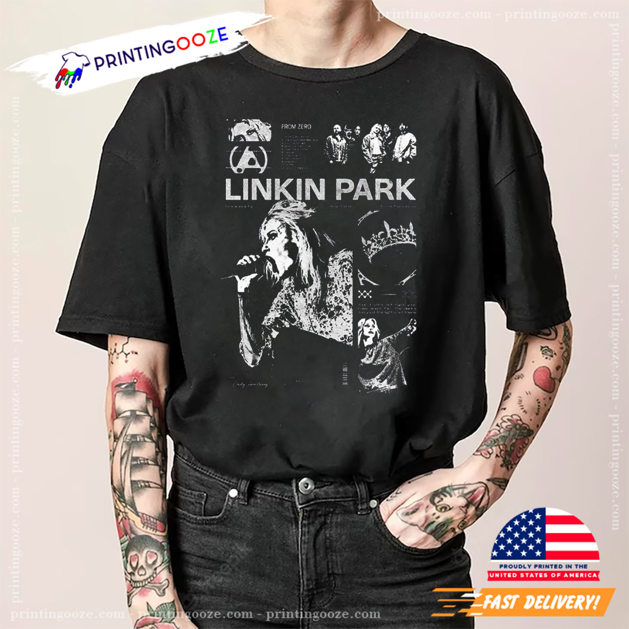 Linkin Park FROM ZERO WORLD TOUR Tシャツ L Linkin Park From Zero World Tour Playlist 11 Songs Unisex T-Shirt