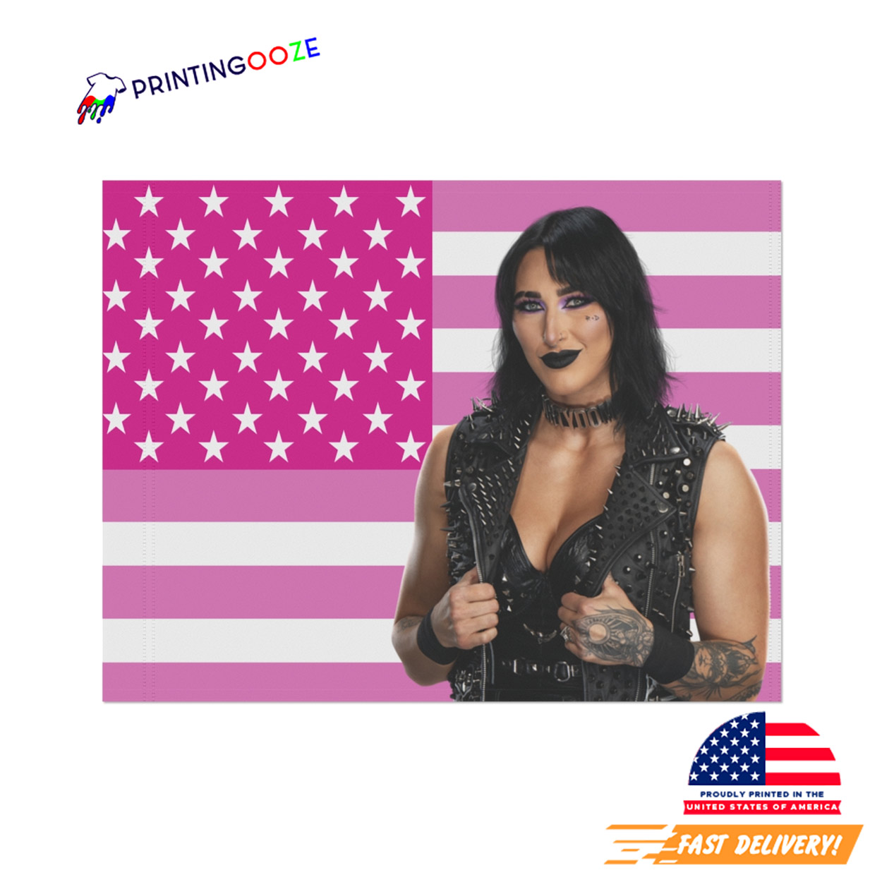 Bi Flag Rhea Ripley Rhea Ripley Wrestling Pink USA Flag - Unleash Your Creativity