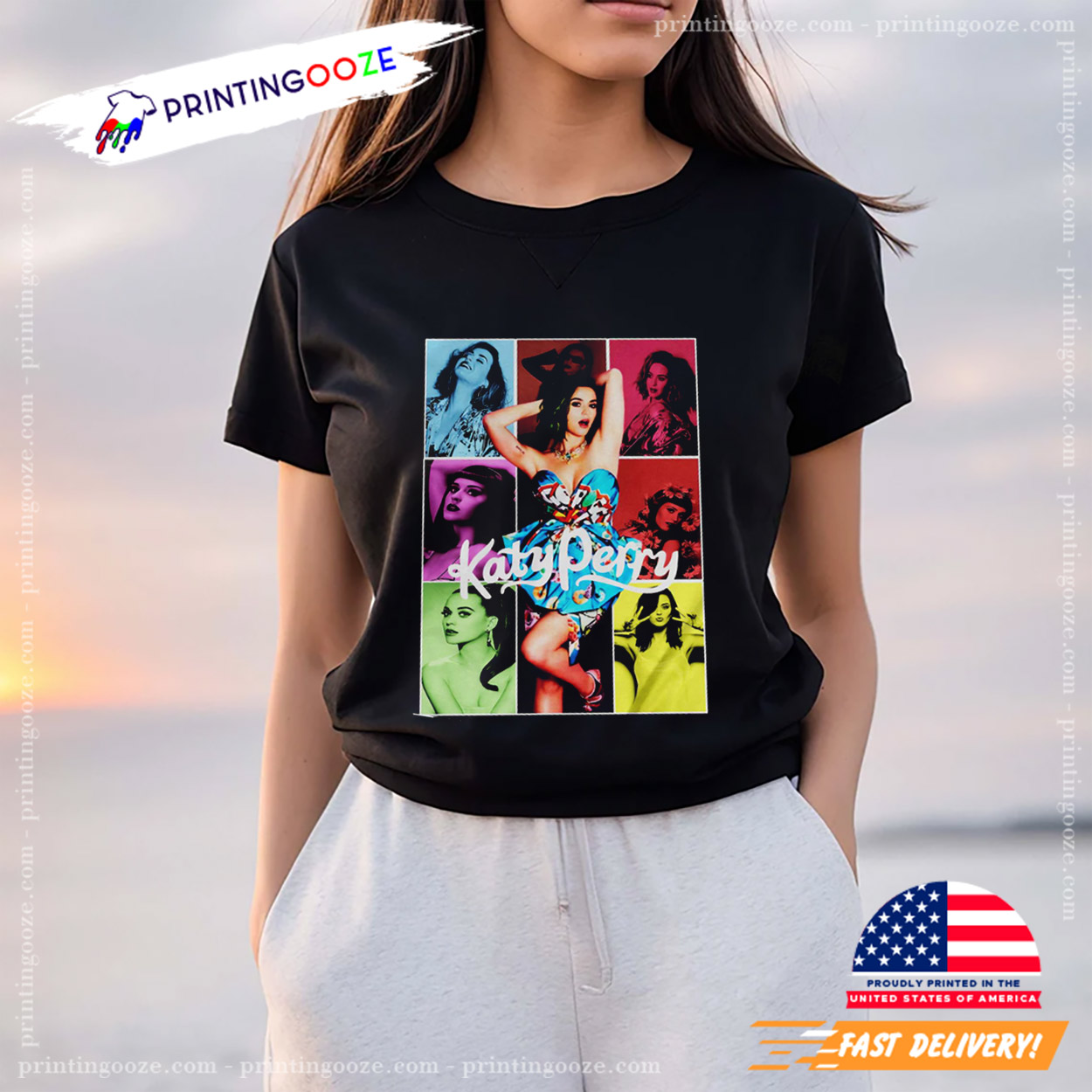 OUHZNUX T-Shirt Vintage Katy Perry 2025 – Coton Respirant, Coupe Oversize, Unisexe, Tailles XS à 4XL