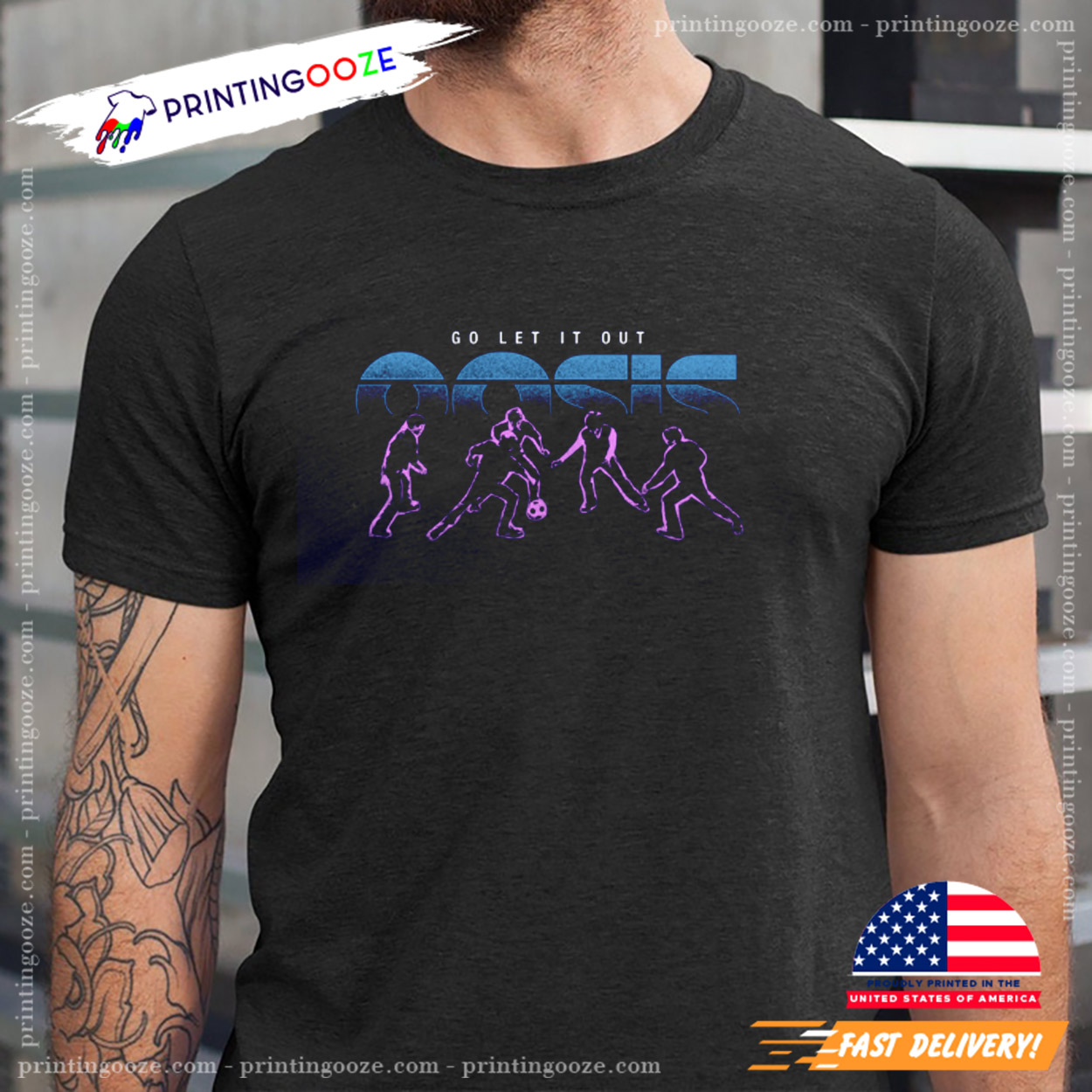 Go Let It Out Neon Football Oasis Tour Merch - Unleash Your Creativity