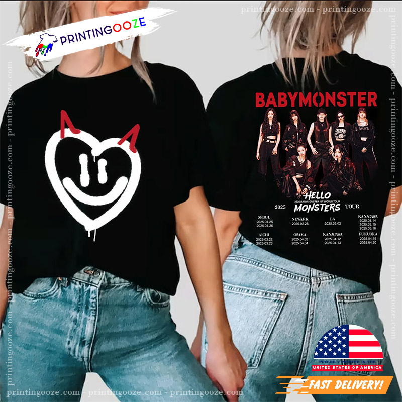 Babymonster Hello Monster World Tour 2025 Schedules 2 Sided shirt