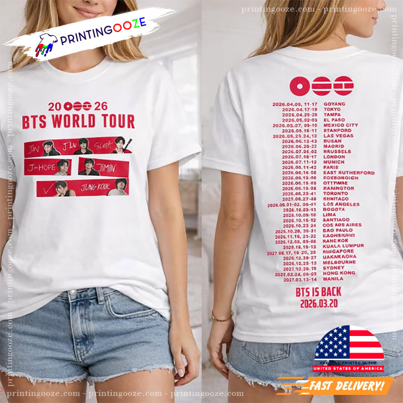 BTS Is Back, BTS World Tour Dates 2026 2-sided T-shirt - Unleash