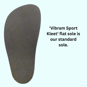 Vibram Sport Kleet' flat sole is our standard sole