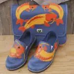 Fish Moccasins and matching bag in vibrant colors.