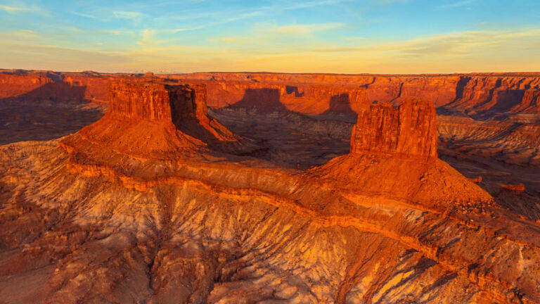 Canyonlands Extended Helicopter tour cliffs aglow