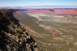 Aerial view of Porcupine Rim overlooking Castle Valley, Utah