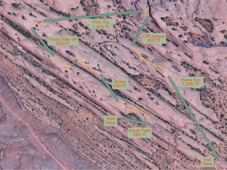 Moab Zipline Aerial Map