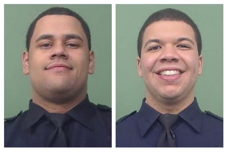 NYPD Officer Mora (left) and Officer Rivera (right).
