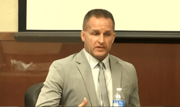 Brett Hankison during trial. (Screenshot CBS News)