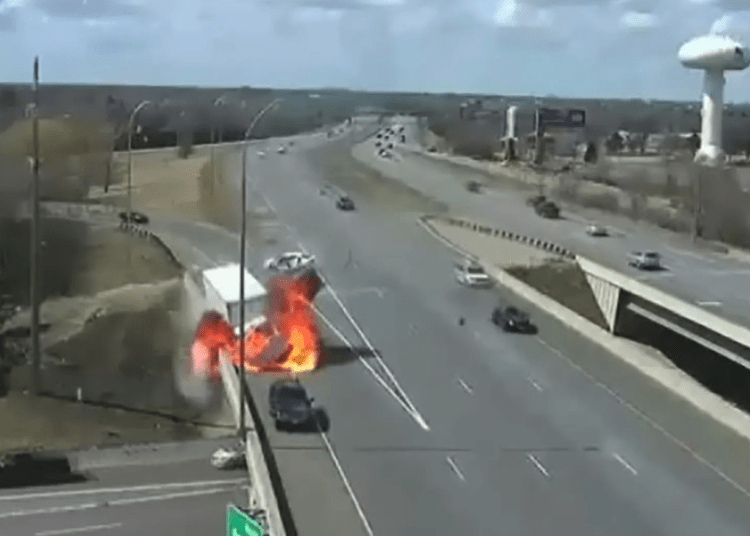 cargo truck explodes