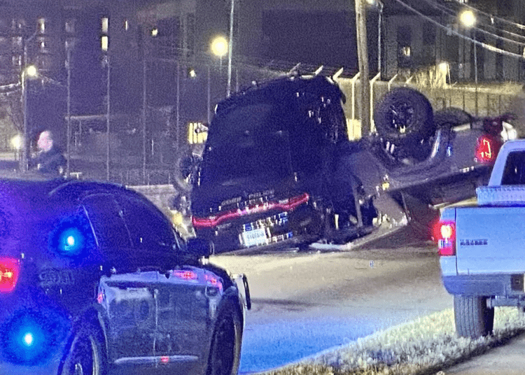 A vehicle chase ended in Atlanta with a police car on top of the suspect vehicle. (Screenshot 11 Alive)