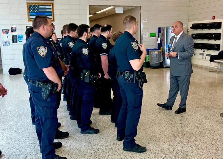 Vincent Bove Addresses NYPD Officers at the 121st Precinct
