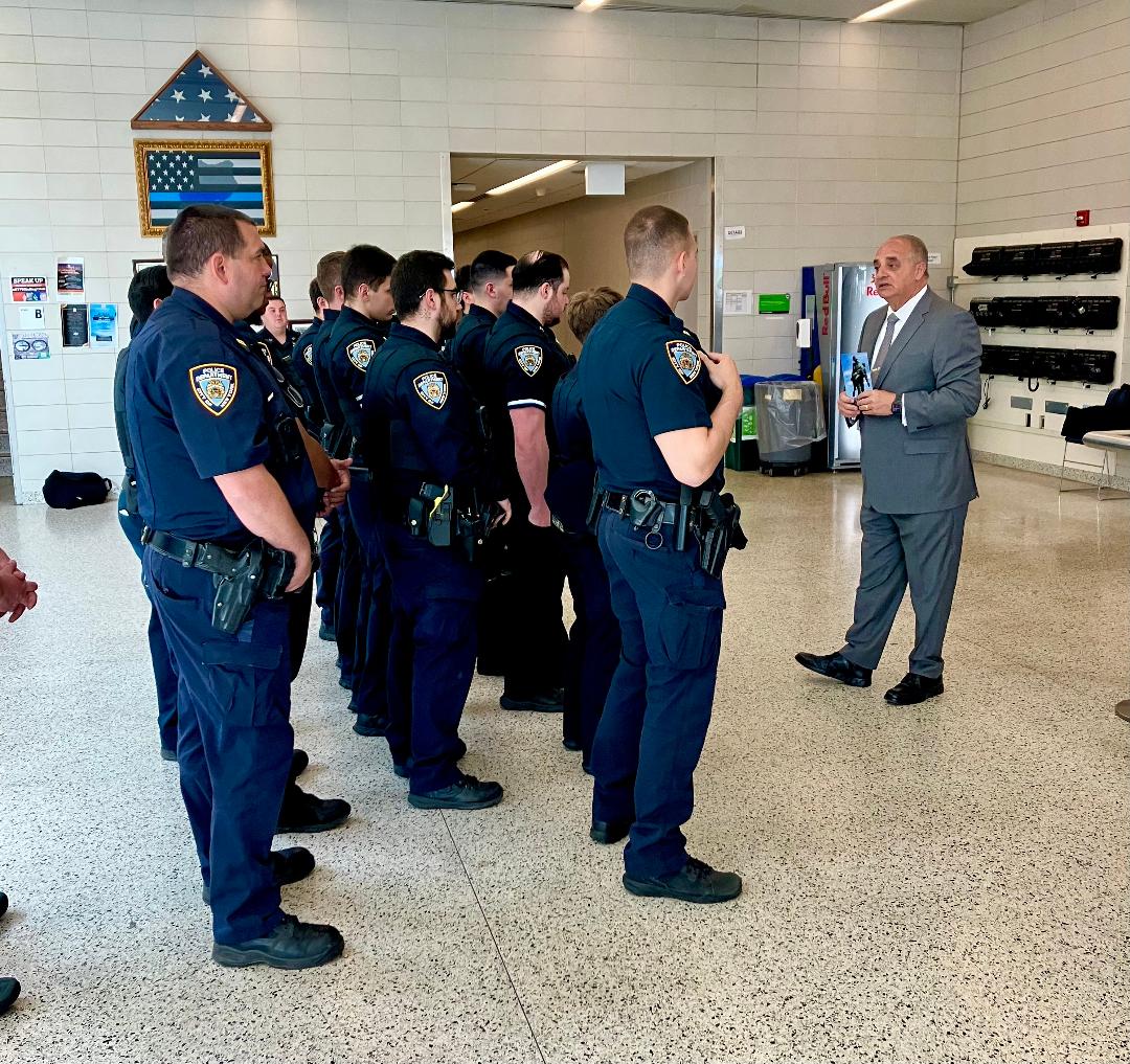 Vincent Bove Addresses NYPD Officers at the 121st Precinct