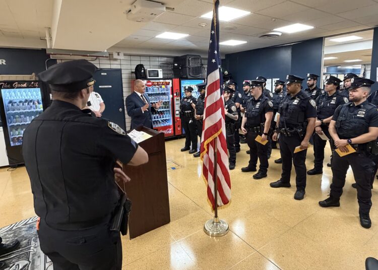 Vincent J. Bove, Honorary NYPD Law Enforcement Motivational Speaker, addresses members of the NYPD 13th Precinct in Manhattan during combined day and evening roll calls on August 28, 2026. His remarks focused on ethical leadership, morale, emotional fortitude, pride in the profession, and the dignity of the 21st-century protector. He placed an American flag beside him as a respectful symbol throughout the presentation.
Photo Credit: Reawakening America LLC Collection