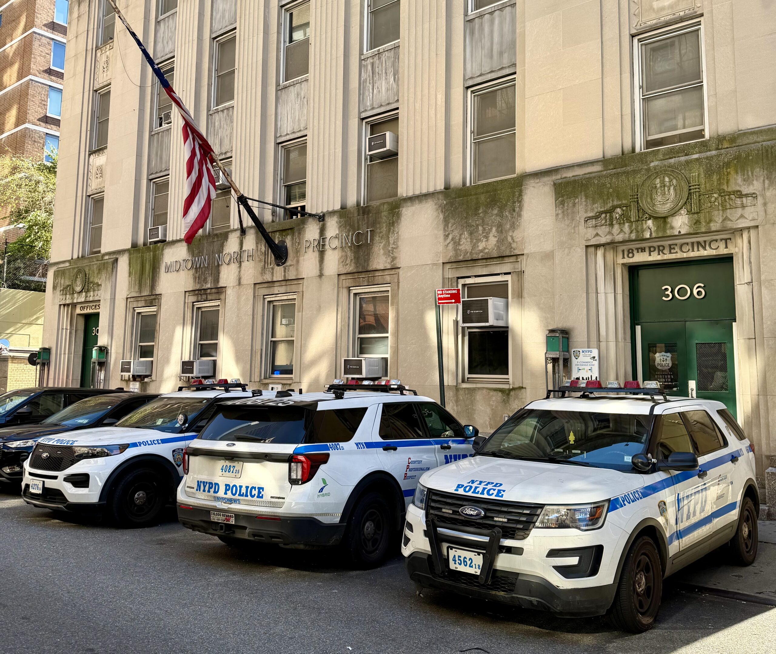 The NYPD’s Midtown North Precinct, located at 306 West 54th Street in Manhattan, where Vincent J. Bove conducted an ethical leadership, emotional fortitude, and affirmation initiative on October 9, 2026.
(Photo by Vincent J. Bove for Reawakening America LLC)