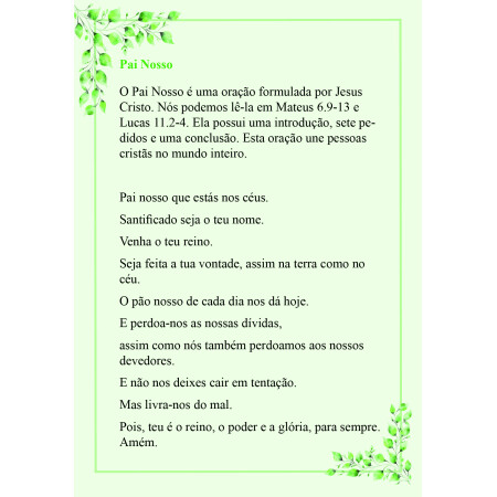 Cartão pai Nosso / Credo Apostólico