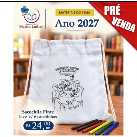 Sacochila Tema do ano 2027 Para Colorir - c/6 Canetas