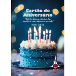 416 – Cartão aniversário bolo azul frente