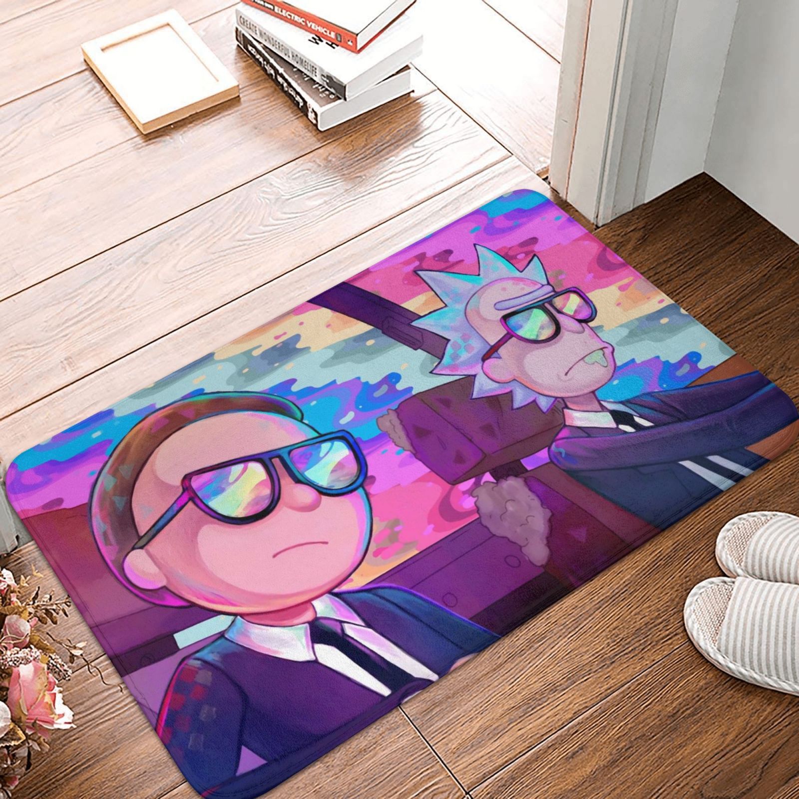 rick and morty spaceship facecloth nonslip floor mat 16x24in 1654833215900
