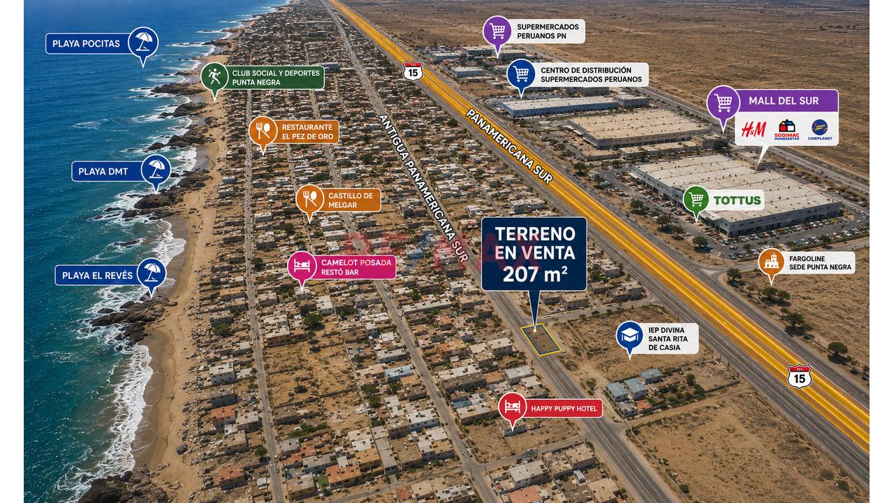 Vendo Terreno En Punta Negra De 207 M² – Ideal Para Proyectos Inmobiliarios Y Negocios Comerciales