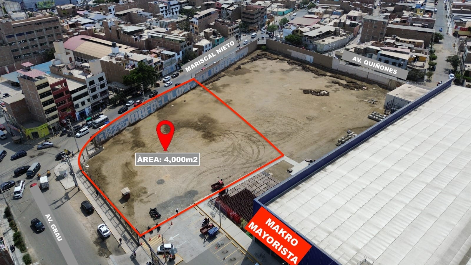 Se Vende Terreno En Esquina Entre Calle Miguel Grau Y Mariscal Nieto Al Costado De Makro