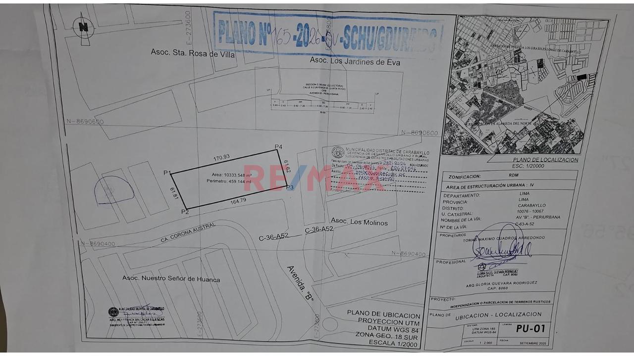 Venta De Terreno Urbano Con Zonificacion De Rdm. Zona De Residencial Media De 10333.55 M2 En Fundos Cuadros Ex San Lorenzo Uc10076 Y Uc10067 Sub Parcela  6 En Carabayllo — foto 4