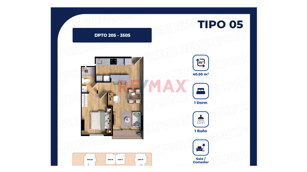Departamento En Surquillo 1 Dormitorio 40.5 M²