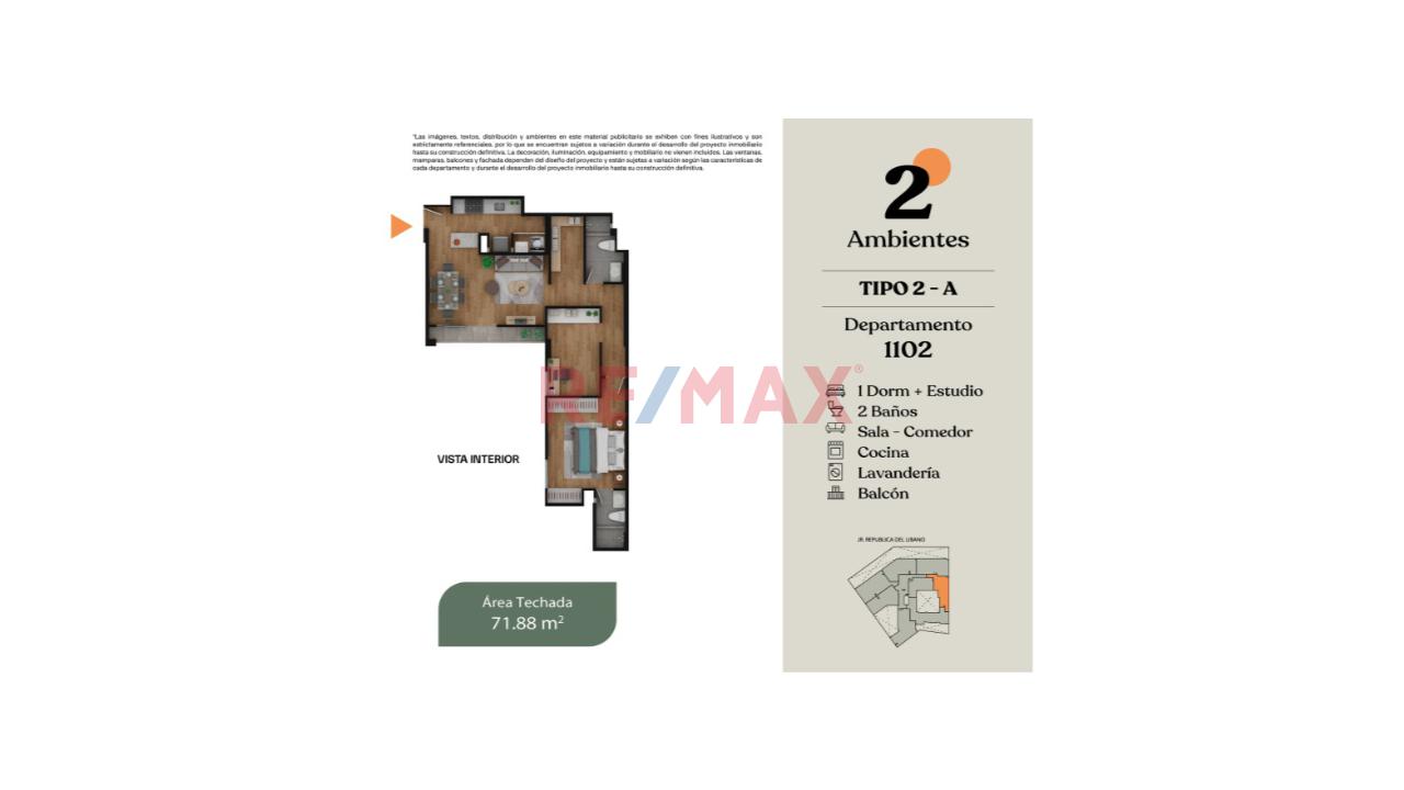 Venta Departamento De Estreno En Surco 1 Dormitorio + Estudio — foto 2