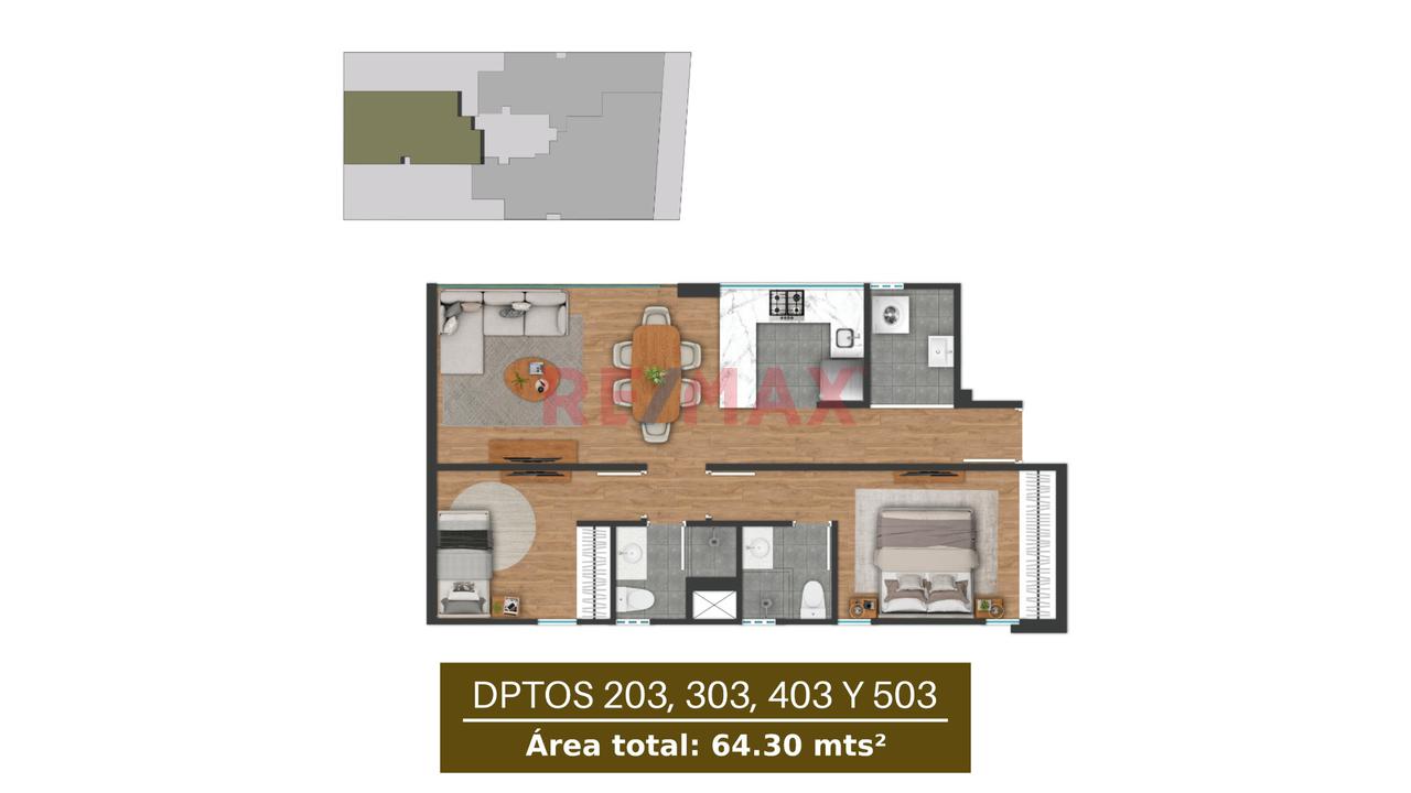 Venta De Departamento Flat 64M2