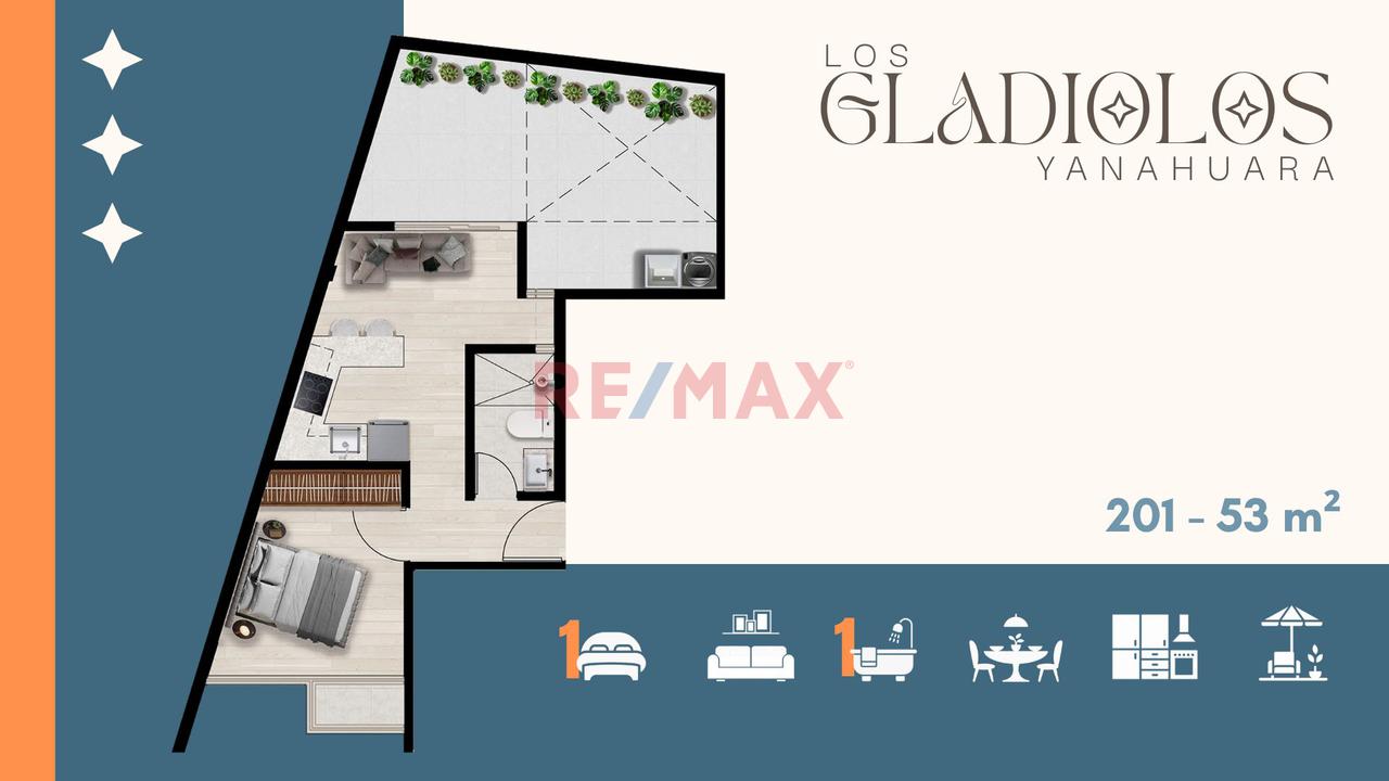 Proyectos Gladiolos - Tipologia De 1 Habitacion Con Patio - 201 - 1