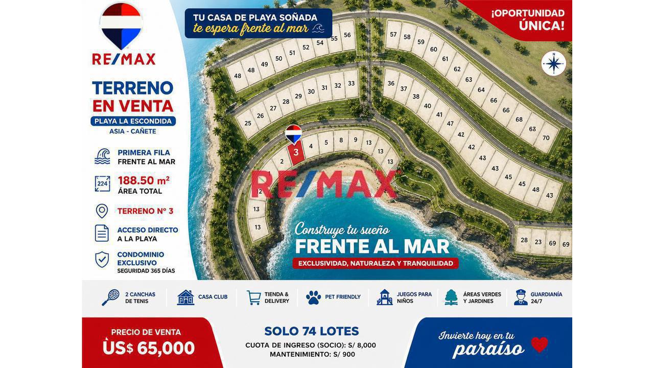 Se Vende Terreno 188.50 M2 En Playa La Escondida