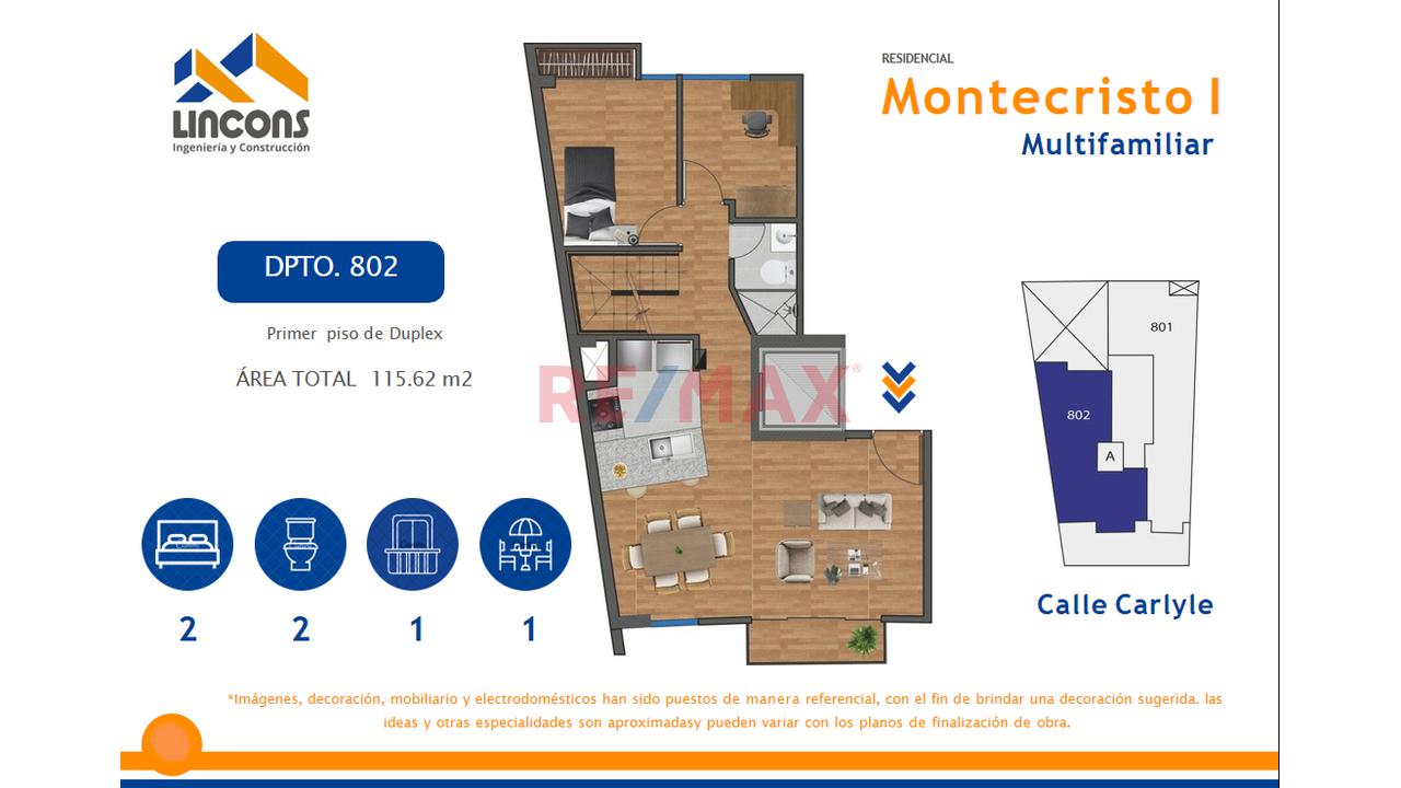 Proyecto Inmobiliario Montecristo Dpto 801 Dúplex (Ac:120.00M2) La Calera Surquillo - 12