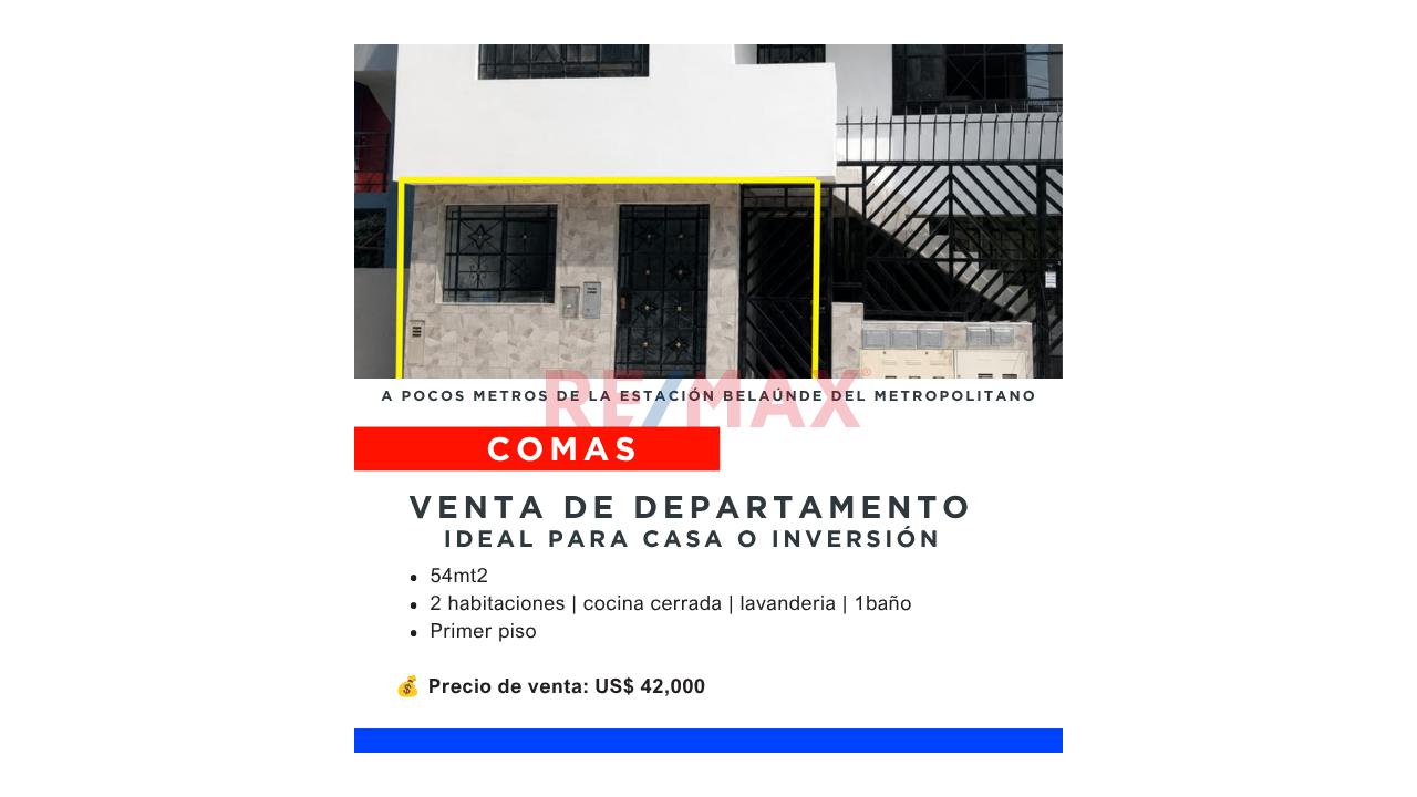 Venta De Departamento Flat Con Muy Buena Ubicación En Comas