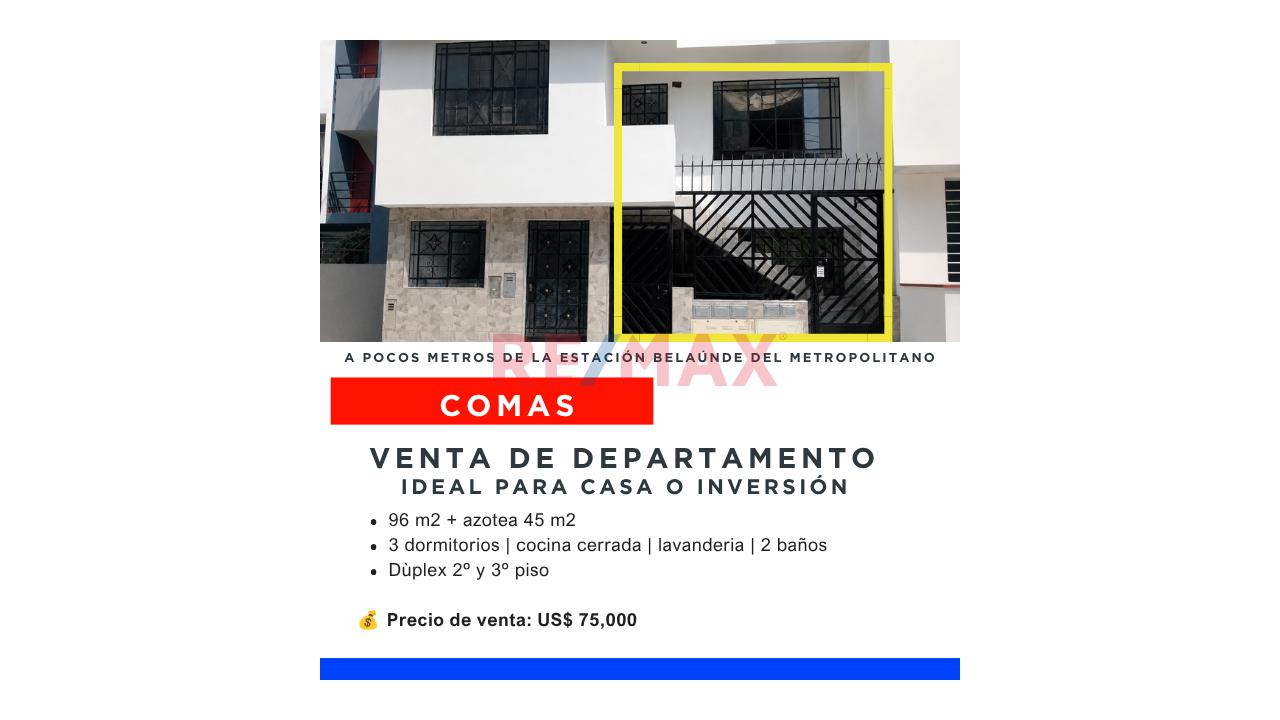 Venta De Departamento Dúplex Con Muy Buena Ubicación En Comas - 1