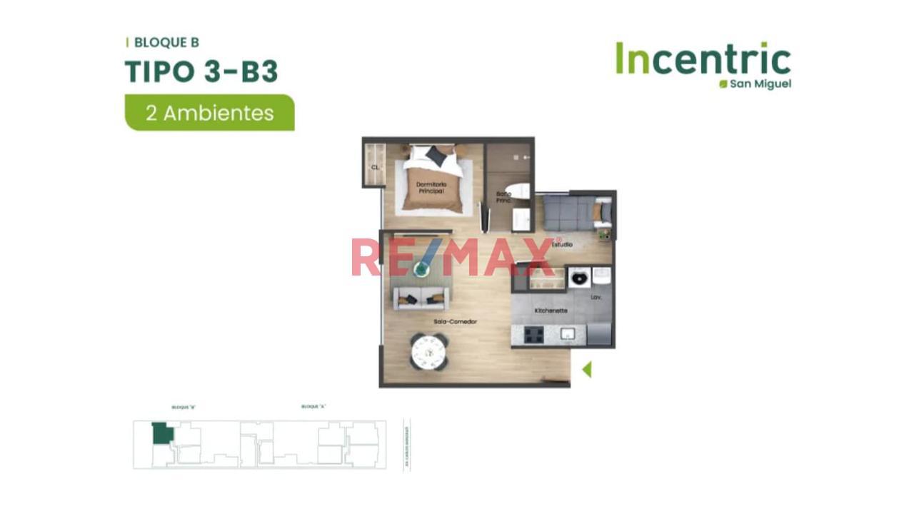 Proyecto Incentric San Miguel- Dpto. Dos Dormitorios