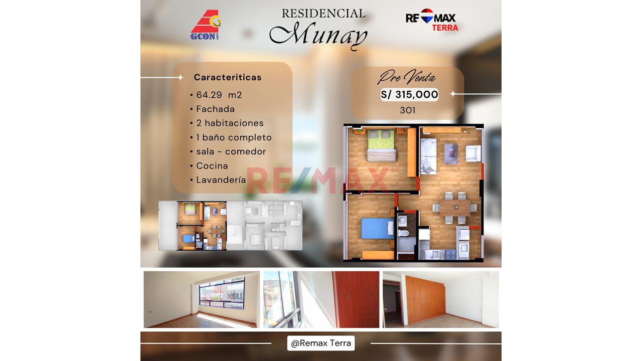 Mini Departamento En Pre Venta Urb Ttio 64.29 M2 Residencial Munay