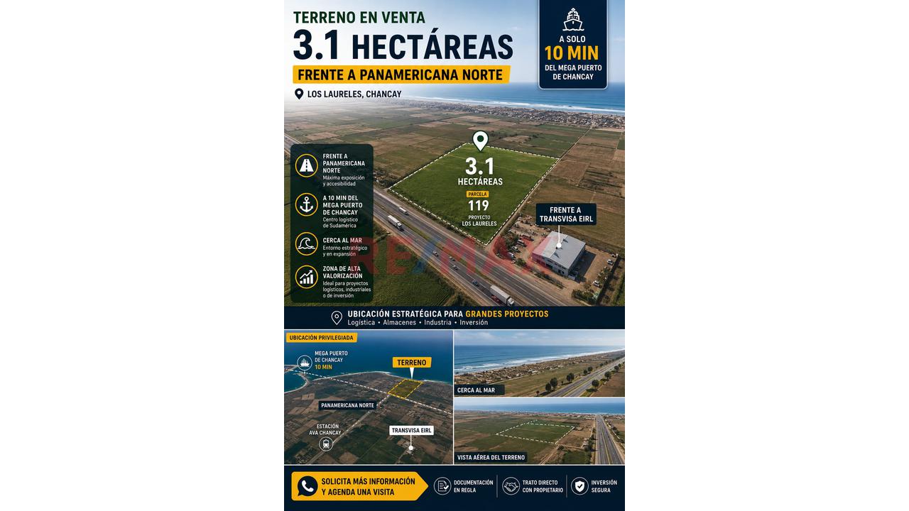 Vendo Terreno 31,000M2 - Km 38 Panamericana Norte - Chancay - 1