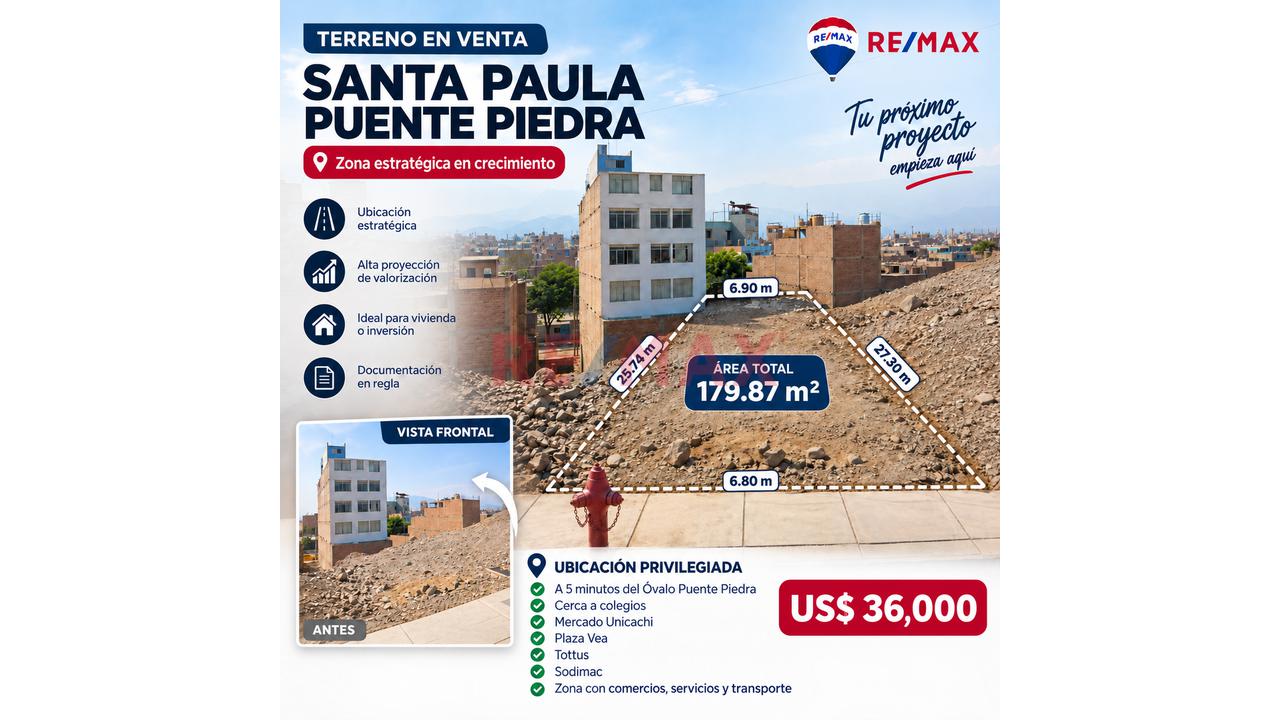 🏡 𝐓𝐄𝐑𝐑𝐄𝐍𝐎 𝐄𝐍 𝐕𝐄𝐍𝐓𝐀 – 𝐔𝐑𝐁. 𝐒𝐀𝐍𝐓𝐀 𝐏𝐀𝐔𝐋𝐀, 𝐏𝐔𝐄𝐍𝐓𝐄 𝐏𝐈𝐄𝐃𝐑𝐀