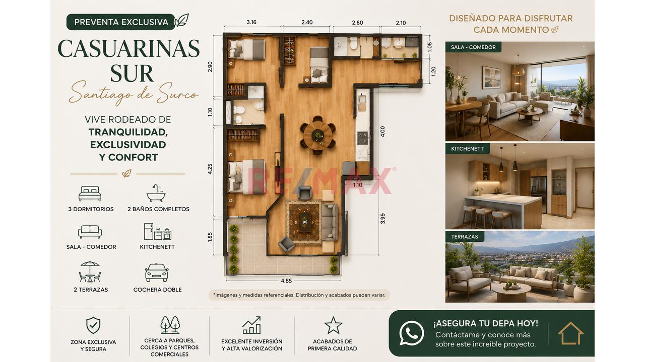 ¡Vive La Exclusividad De Casuarinas Sur! Departamento En Preventa Con 2 Terrazas Y Cochera Doble