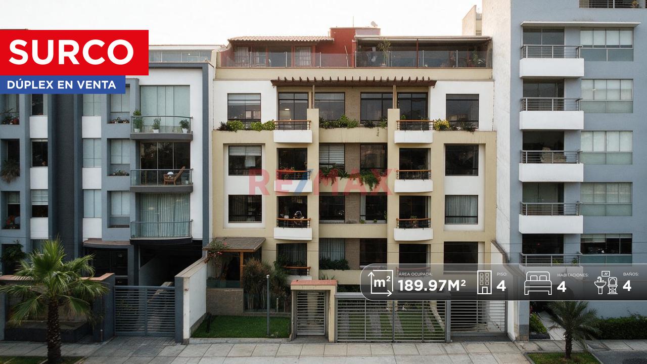 Departamento Duplex En Surco Con Excelente Ubicación Y En Zona Comercial Frente A Parque