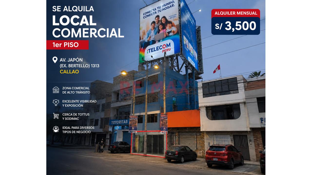 🔥 Alquiler De Local Comercial En Av. Ex Bertello - Callao Cerca Al Tottus. - 1