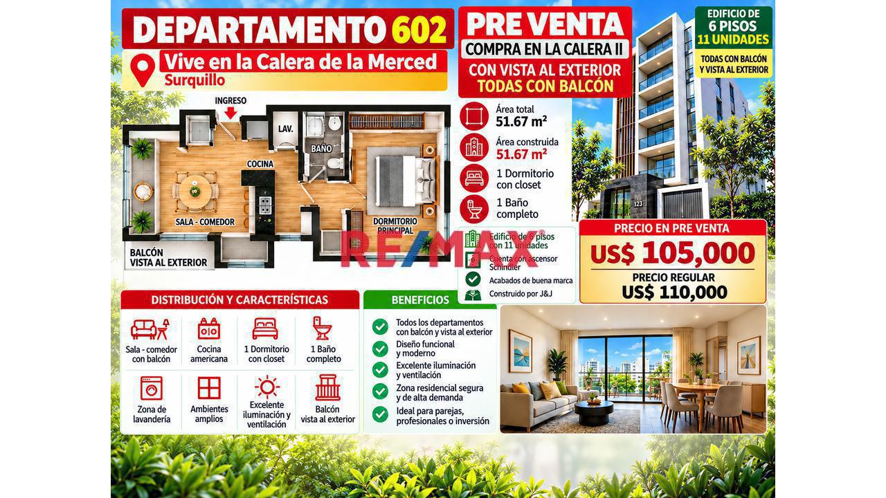 Lindo Proyecto En La Calera De La Merced Ii - Departamento 602 Área 51.67 M2