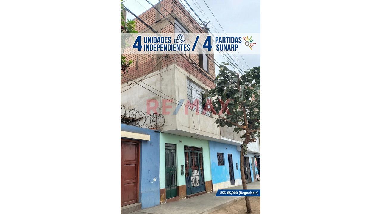En Venta Micro-Edificio De 3 Pisos + Azotea Con 4 Partidas Independientes En Sunarp