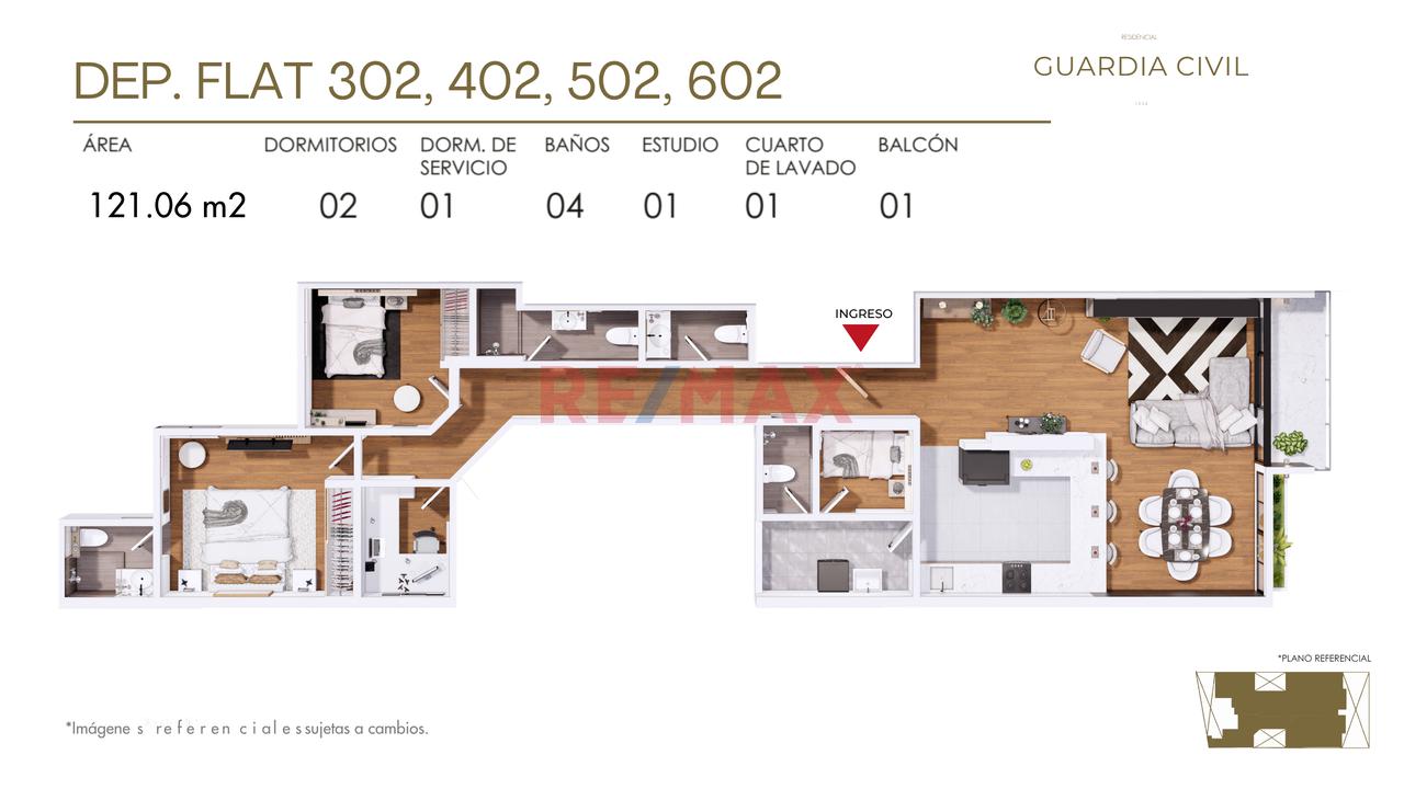 Exclusivo Depa Flat De Estreno (121 M²) – 3 Dorm. Con Baño Privado En Av. Guardia Civil — foto 3