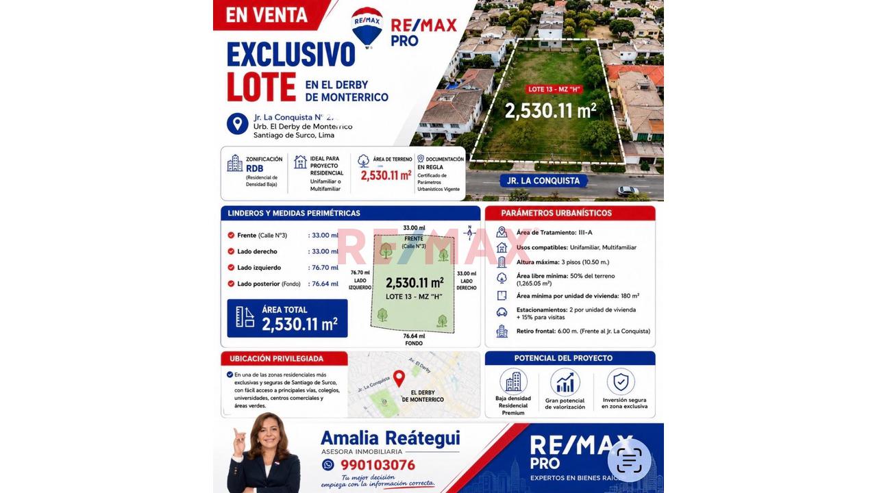 Exclusivo Terreno En Venta En El Derby De Monterrico – Surco! 💎 2,530.11 M² En Una De Las Zonas Residenciales Más Exclusivas De Lima ✨ Oportunidad Para Inversionistas Y Desarrolladores Inmobiliarios - 5
