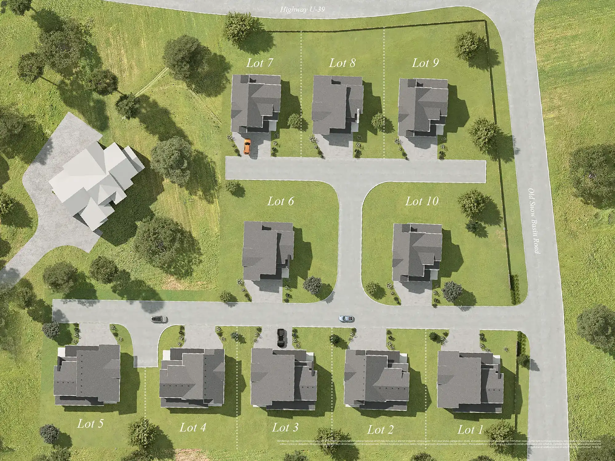 Aerial view rendering of theBasin subdivision.