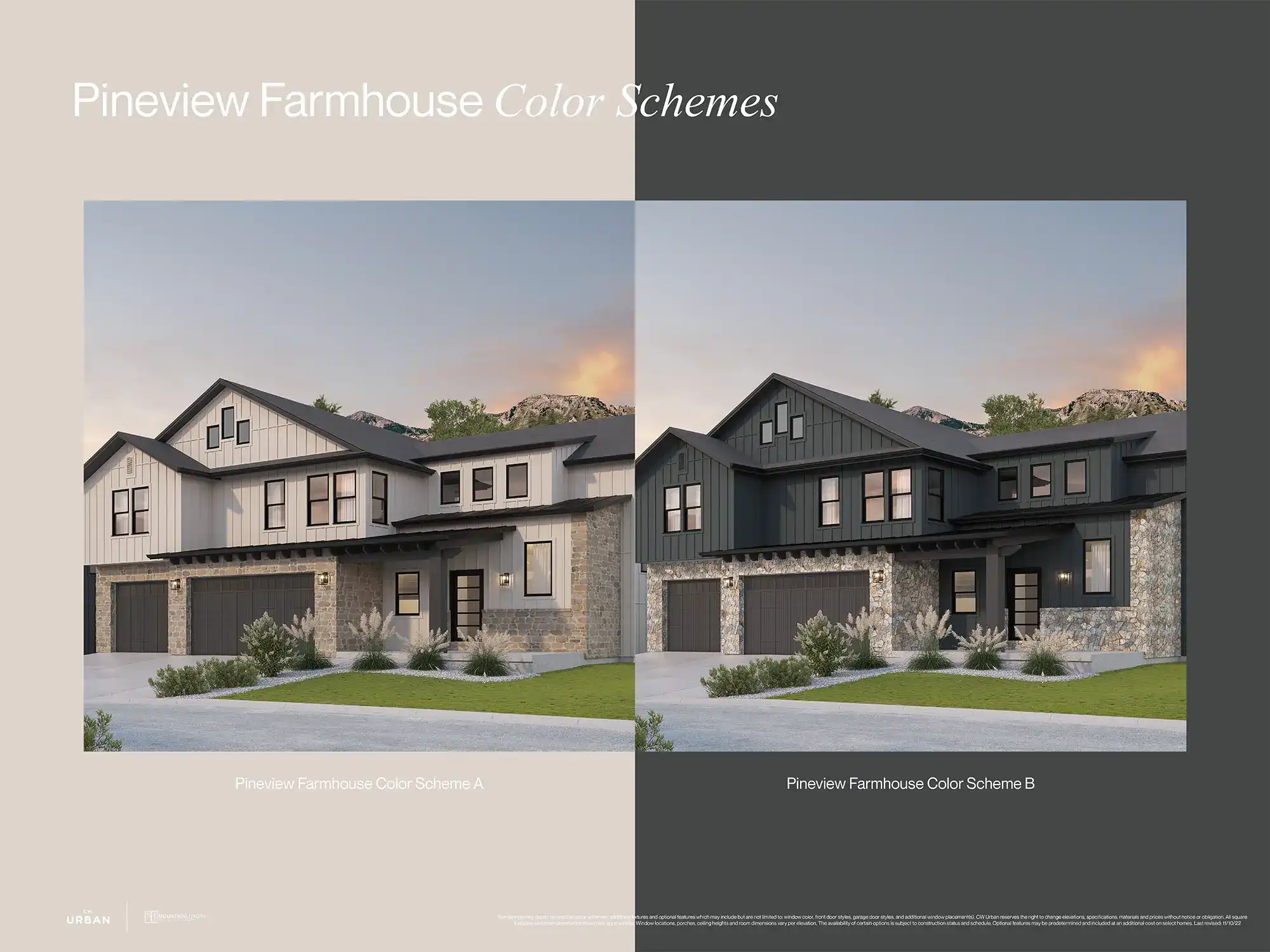 TheBasin exterior color renderings of the Pineview farmhouse floor plan.