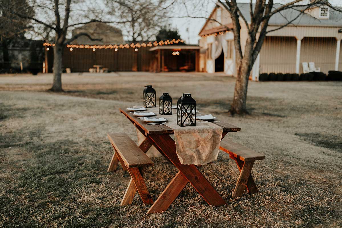 A Farm Table Ready for Food