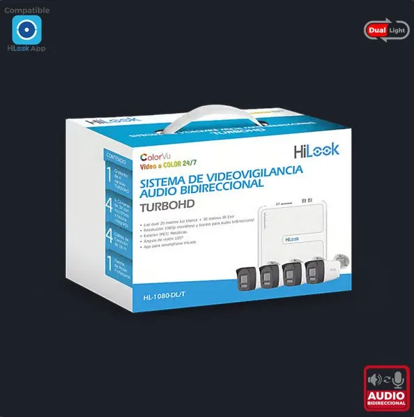 Kit CCTV TurboHD 1080p HiLook 4 canales con 4 cámaras bala | Computech Solutions